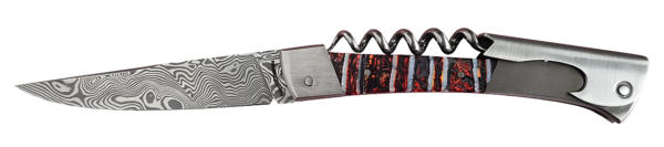 Couteau-sommelier Saint Vincent damas, molaire de mammouth rouge